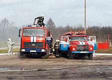 Пожарный аварийно-спасательный поезд на станции Лида принял участие в комплексных учениях Гродненского облисполкома.